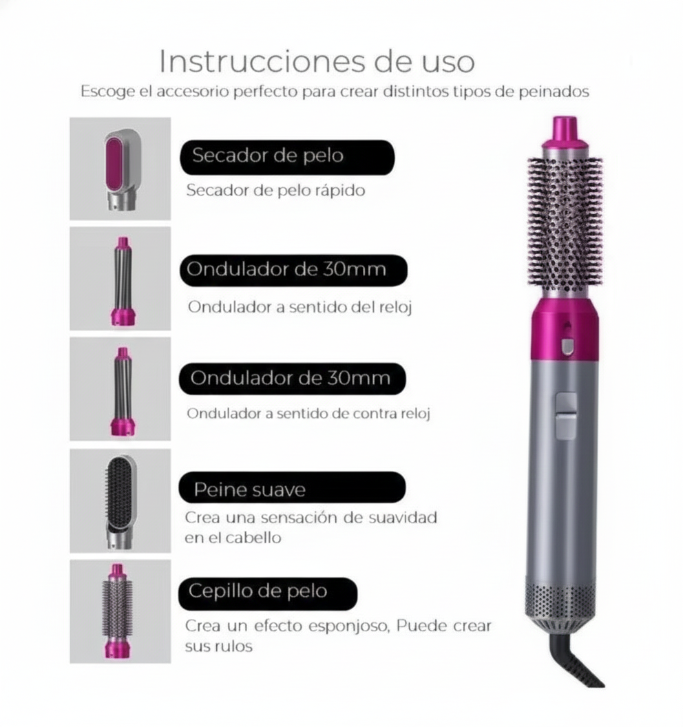 Cepillo Secador Eléctrico 5 en 1 | Pelo Perfecto | Colombia